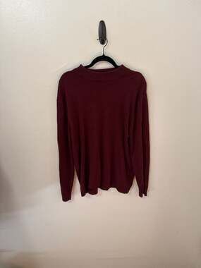 Geoffrey Beene XL Burgundy Cotton Rayon Mock Neck Sweater
